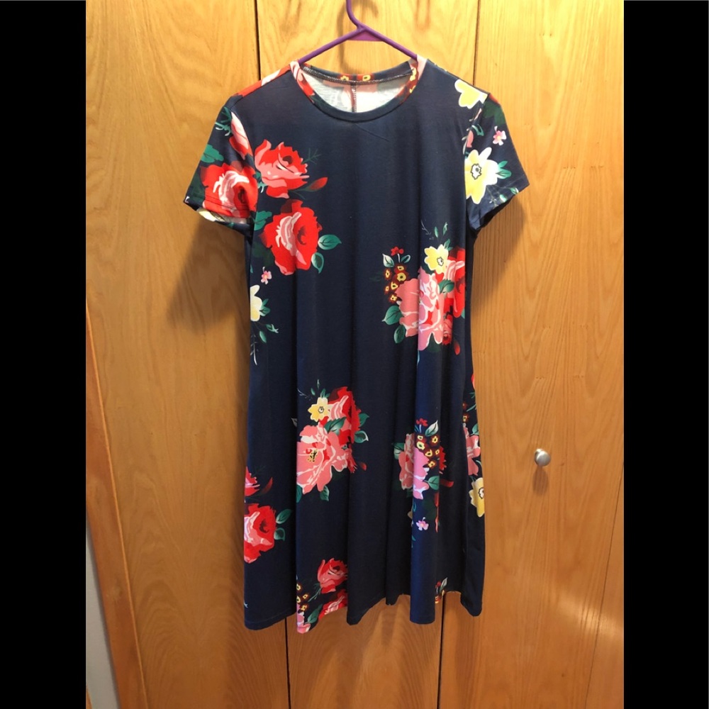 Navy Floral Cotton Dress
